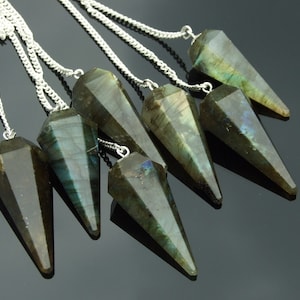Labradorite Pendulum Necklace Gemstone Dowsing Divination | Yennefer Of Vengerberg Necklace | Wicca Necklace | Fire Labradorite Necklace | image 5
