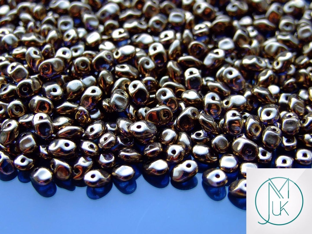 10g Czech Superuno Beads One Hole Crystal Gold Bronze 24 Carat Czech