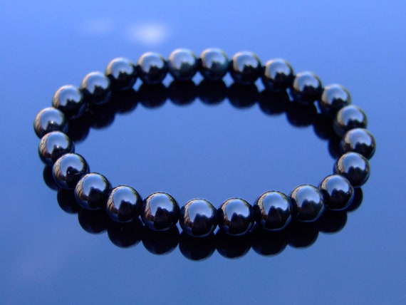 Black Onyx Natural Gemstone Bracelet 6-9/'/' Elasticated Healing Stone Chakra