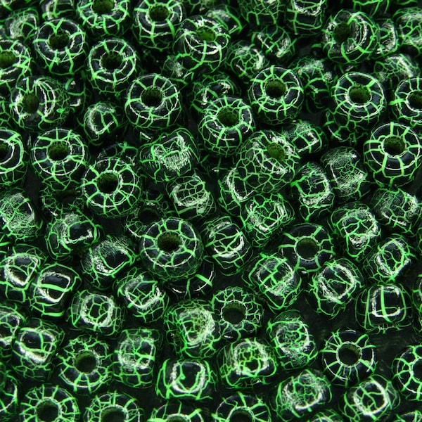 10g Ionic Jet Green MATUBO Seed Beads 2/0 6mm