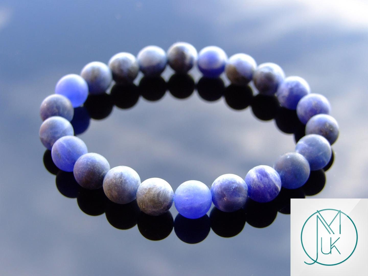 Pulsera Sodalita mate de piedras preciosas naturales 6-9/" Piedra de Curación Elástico Chakra