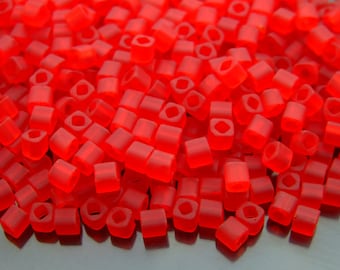 10g 5BF Transparent Frosted Siam Ruby Toho Cube Seed Beads 4mm
