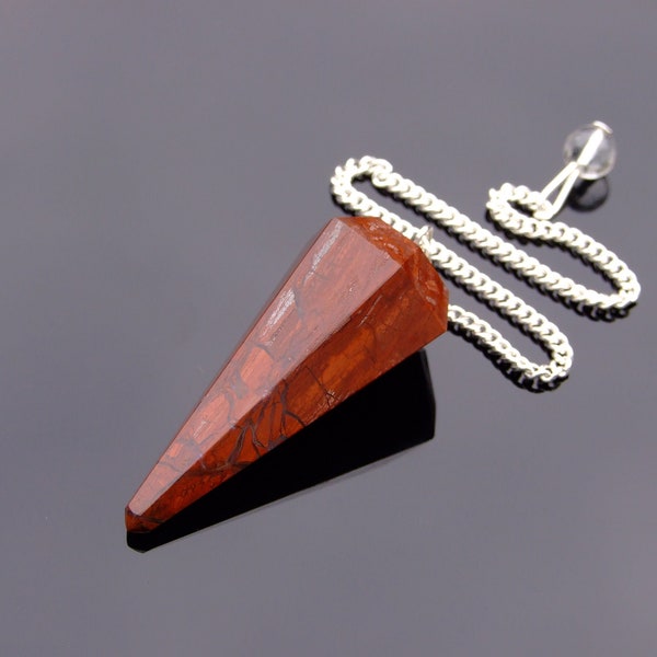 Red Petrified Wood Pendulum Natural Gemstone Point Dowsing Scrying Divination Crystal Dowser Reiki Chakra Healing Stone