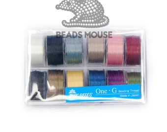 TOHO One-G Beading Thread 50 Yard Spools 12 Color Assortment Pack With Case Set