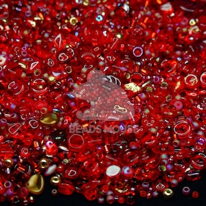 Beads MIX Siam Ruby Gold Kiss TOHO and Czech Beads | Mixed Beads | Superduo | Gemduo | Seed Beads | Czech Pressed Glass Beads