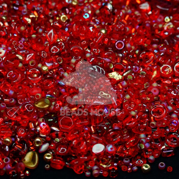 Beads MIX Siam Ruby Gold Kiss TOHO and Czech Beads | Mixed Beads | Superduo | Gemduo | Seed Beads | Czech Pressed Glass Beads