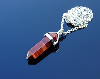 Gemstone Necklace Red Tigers Eye Natural Point Pendant