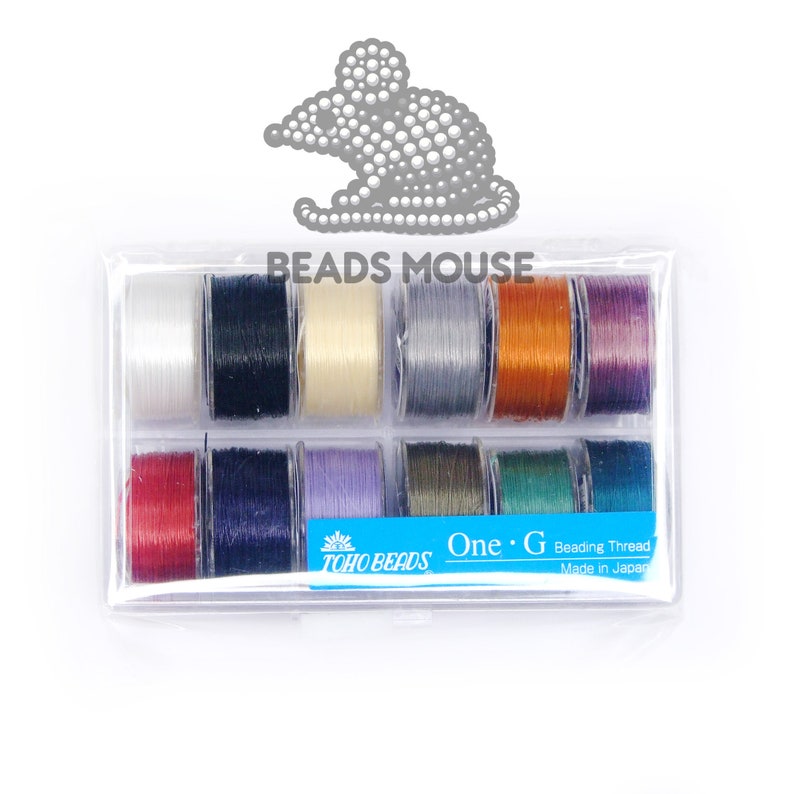 TOHO One-G Beading Thread 50 Yard Spools 12 Color Assortment Pack With Case Set image 1