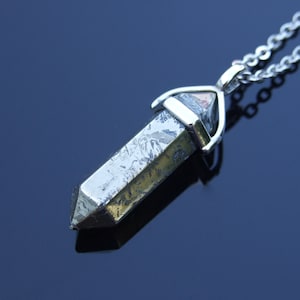 Gemstone Necklace Pyrite Natural Point Pendant image 1