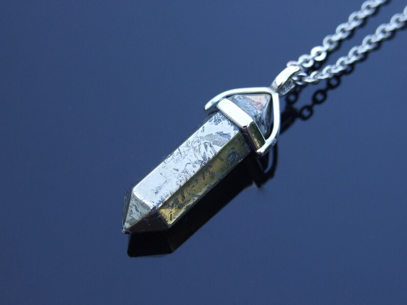 Gemstone Necklace Pyrite Natural Point Pendant image 1