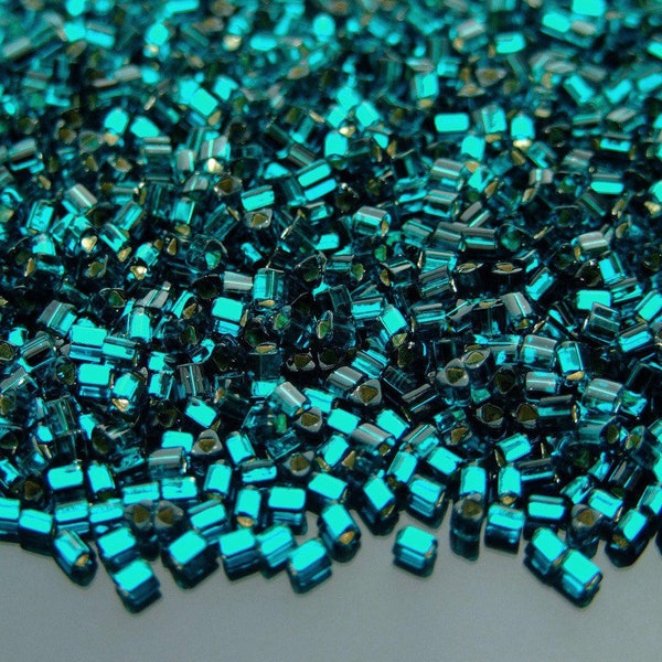 10g 27BD Silver Lined Teal Toho Triangle Seed Beads 11/0 2mm