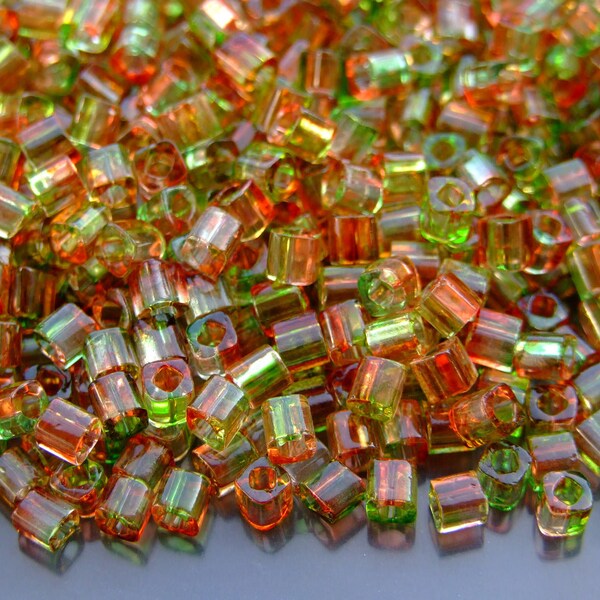 10g Y417 HYBRID Dual Coated Peach Pear Toho Cube Seed Beads 4mm