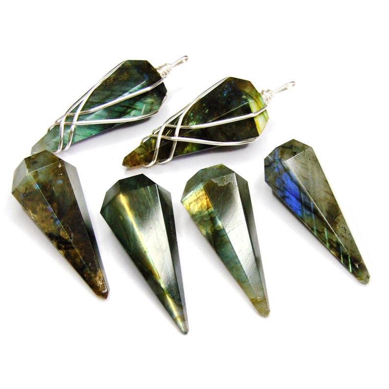 Labradorite Pendulum Necklace Gemstone Dowsing Divination | Yennefer Of Vengerberg Necklace | Wicca Necklace | Fire Labradorite Necklace | image 3