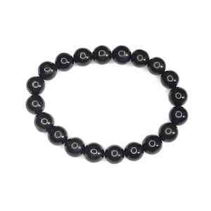 Natural Jet Bracelet 10mm Beads | Elastic cord | Black JET Stone | Chakra | Protective Stone | Fossilised wood | Handmade UK