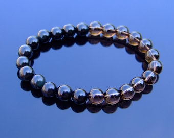Black Obsidian Smoky Quartz Bracelet Natural Gemstone Beads 8mm