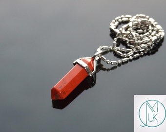 Gemstone Necklace Red Jasper Natural Point Pendant