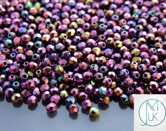 5g Fire Polished Beads Iris Purple 3mm