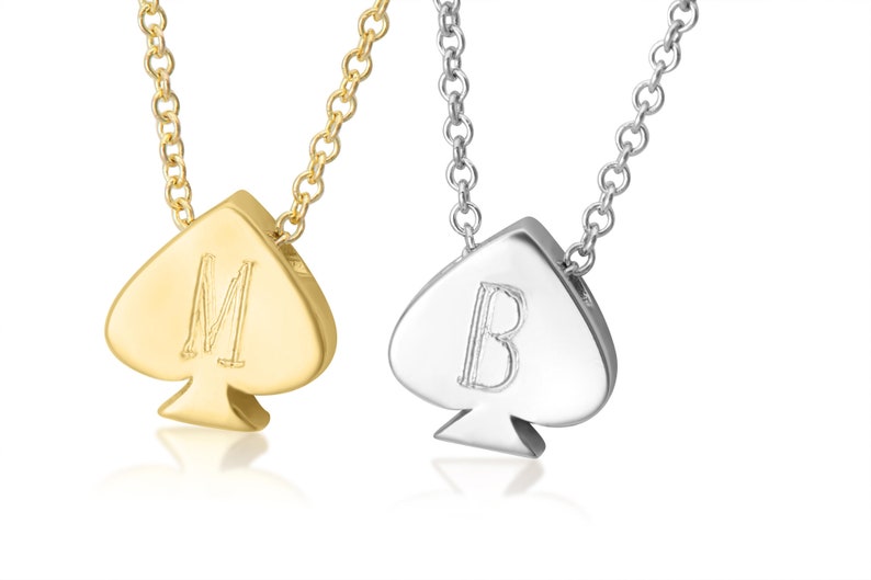 14k SOLID GOLD Spade Necklace ACE of Spades Tiny Spade Pendant Etsy