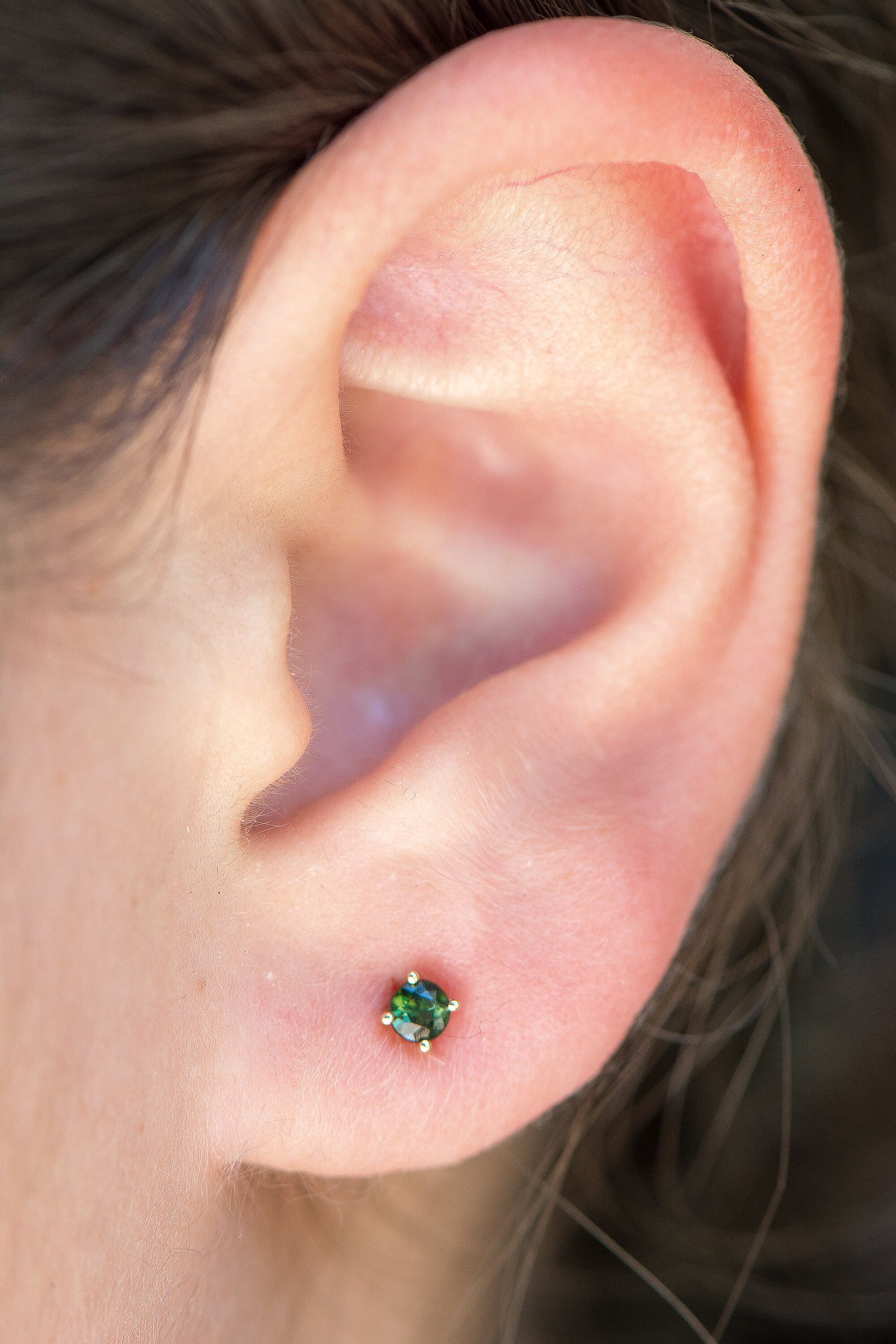 Green Tourmaline Stud Earrings 14k Stud Earrings Tourmaline Etsy