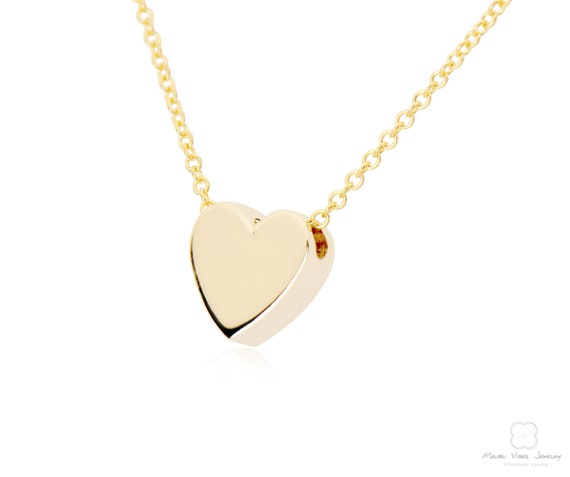 14k Dainty Rose Gold Heart Pendant Tiny Minimalist Floating - Tiny Solid Gold Heart Pendant