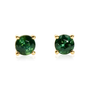 Green Tourmaline Stud Earrings, 14k Stud Earrings, Tourmaline Earrings, Jewelry Birthday Gift for wife,  Gemstone Jewelry