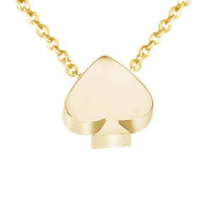 14k SOLID GOLD Spade Necklace ACE of Spades tiny Spade Pendant Poker Charm Jewelry Gift for her, 14k Yellow gold pendant