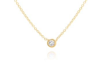 Solitaire Diamond Necklace, Diamond Bezel Necklace, Diamonds by the Yard, Natural Diamond Pendant