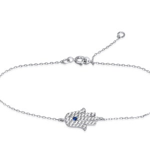 Hamsa Bracelet, Sterling Silver Evil Eye Bracelet, Hamsa Charm, Hand Protection Bracelet