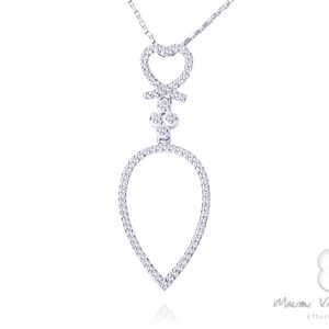 Diamond Pendant Pear Shaped Necklace Teardrop Dainty anniversary gift for her 14k White Gold jewelry gift for her