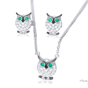 OWL Necklace, Silver Dainty OWL Charm Pendant,