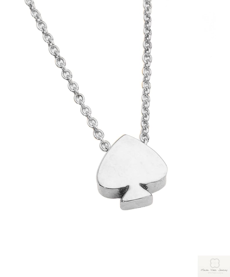 14k SOLID GOLD Spade Necklace ACE of Spades Tiny Spade Pendant Etsy