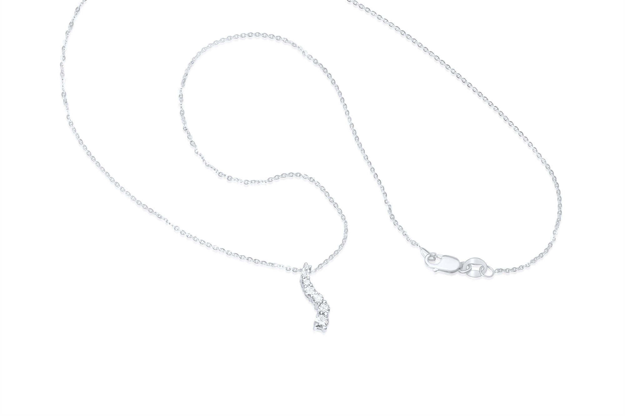 Diamond Journey Necklace 14k White Gold Diamond Curved Drop - Etsy