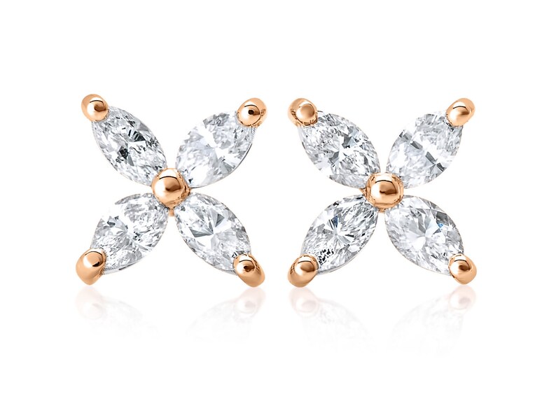 Diamond Stud Earrings Marquise Studs Diamonds Victoria Etsy