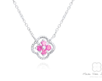 Pink Sapphire Pendant Charm Necklace