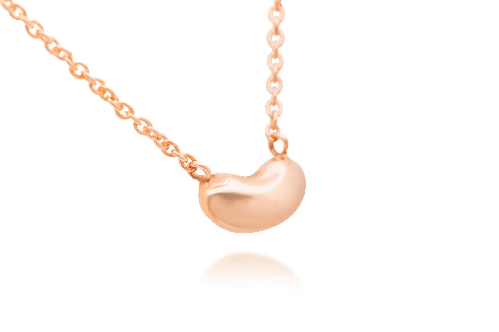 Rose gold deals bean necklace