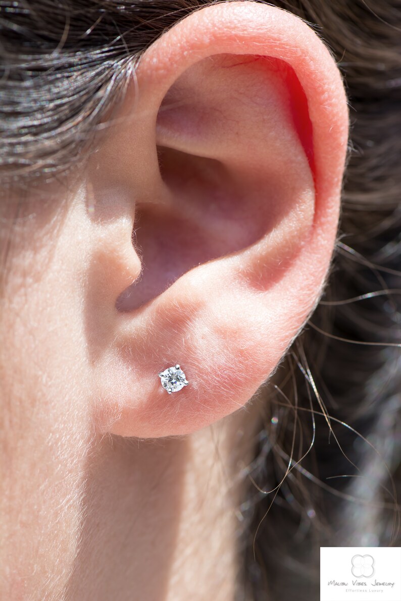 Diamond Stud Earrings 14k Gold Basket Set Diamond Studs Etsy