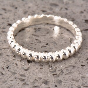 Stacking Band, Dainty Bead Ring, Silver Ball Ring, Matching Wedding Ring, Anniversary Gift