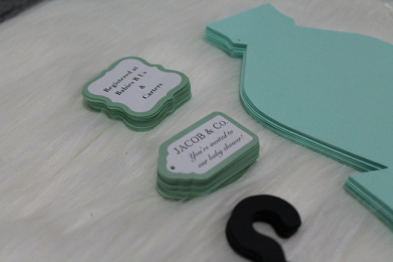 8 Piece Onesie Invitation complete With Hanger and Tags Perfect for ...