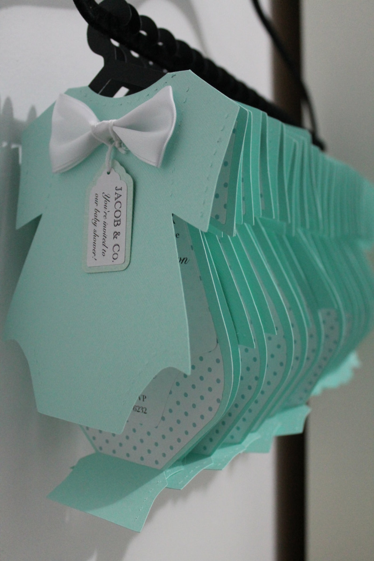 8 Piece Onesie Invitation complete With Hanger and Tags Perfect for ...