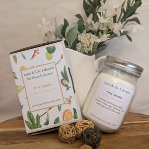 PINA COLADA | 250ml, 500ml, 1ltr | 100% Soy Wax | Hand-poured Candle | Re-usable Jar | Wood Wick | Made In Australia | Mason Jar Candle
