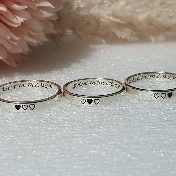 3mm BEST FRIEND RINGS for 3 friendship promise ring for 4 triple bff ring unique graduation ring bff gift initail name custom engrave stack
