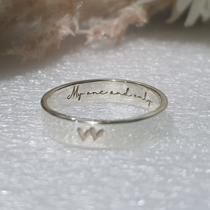 4mm Personalized High Quality Solid Sterling Silver Ring Custom Engraved, Simple Couple Promise Ring for Her and Him, Engrave Inside outside