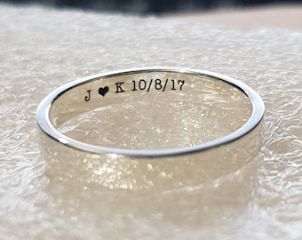 3mm PROMISE RING for HER him, Male Promise Rings Customizable, His and Her Rings  Band, Custom Couple Jewelry Sterling Silver, Size 3 - 10+
