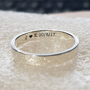 3mm PROMISE RING für SIE ihn, Männliche Versprechen Ringe Personalisierbar, Seine und Ihre Ringe Band, Custom Paar Schmuck Sterling Silber, Größe 3 - 10+