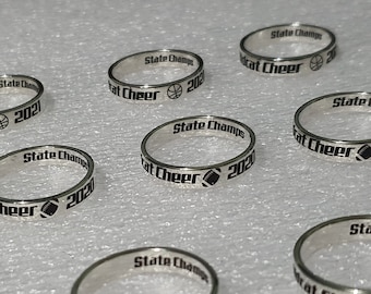 sterling silver CUSTOM TEAM RING gift for participant cheerleader team sport champ coach soccer football player baseball dance team sorority