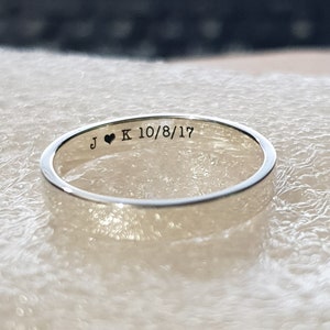 personalize INSIDE ENGRAVED RING for woman custom engrave stack ring sterling silver as pinky promise ring engrave inside engrave pinky ring