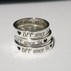 4 mm sterling silver BEST FRIEND RINGS personalized custom name engraved ring best friend gift bff friendship memorial jewelry for 2 3 4 5 6