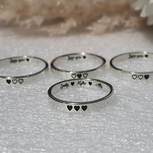 Sterling Silber PERSONALISIERTE RINGE mit Name Bester Freund Ring, Ring für Tochter Von Mutter Familie Weihnachtsgeschenk Idee Passender Schwester Ring