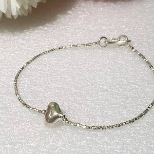 Dainty TINY BEADED BRACELET, Handmade Fine Silver Beaded Tribe Hill Stackable, Thin Best Friend Bracelet Minimalist Jewelry Customizable