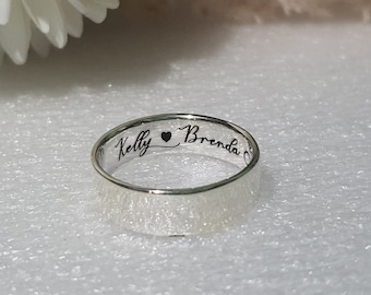 6mm hidden INSIDE ENGRAVED RING for men sterling silver thumb ring simple men couple promise ring engagement custom name secret message band